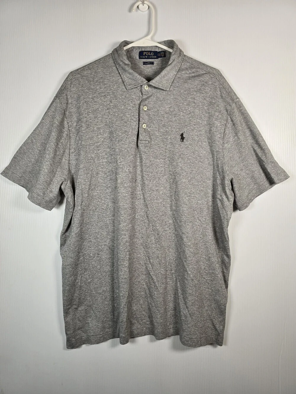 Polo Ralph Lauren Mens ClassicHeather Grey Short Sleeve Cotton Polo Shirt SizeXL